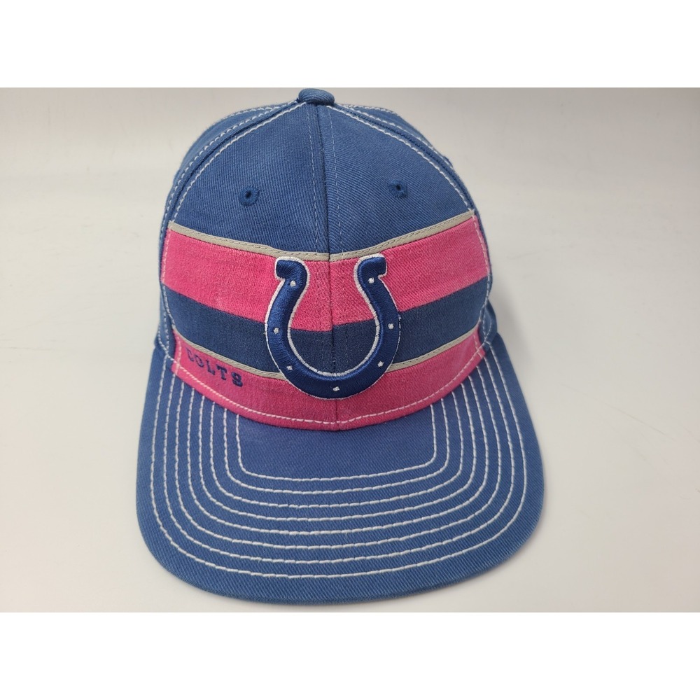 Indianapolis Colts Breast Cancer Awareness Reebok Fitted S-M Hat Cap Blue Pink‎